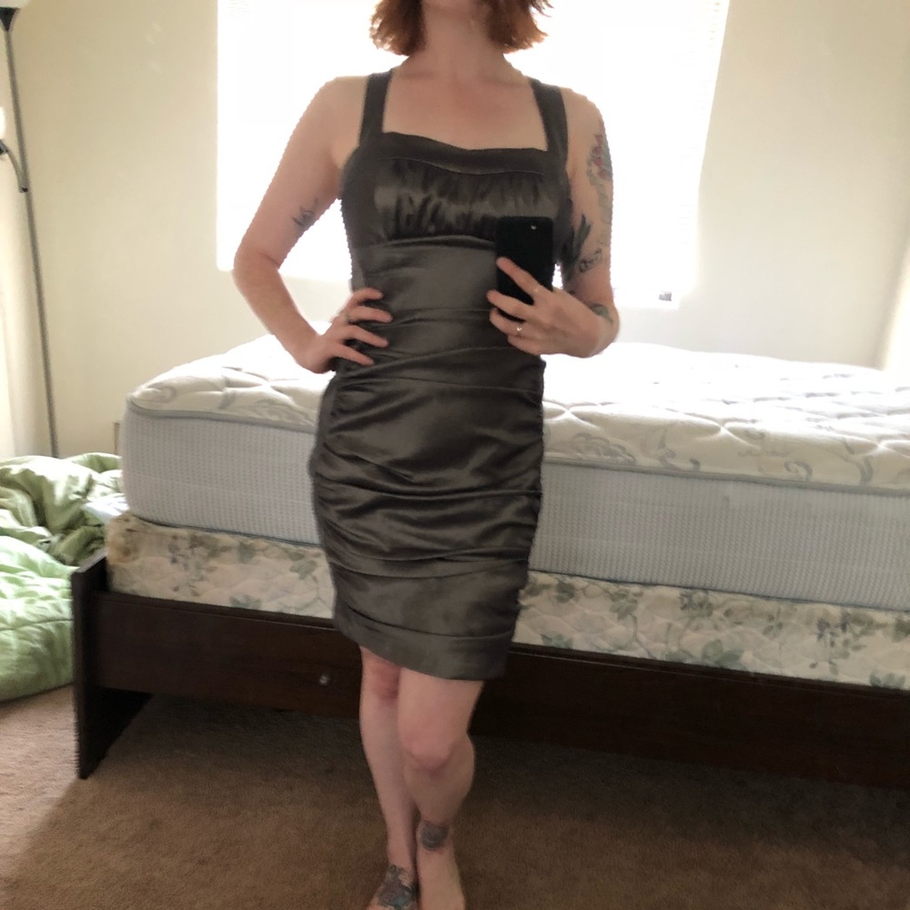 Silver Jessica McClintock designer dress